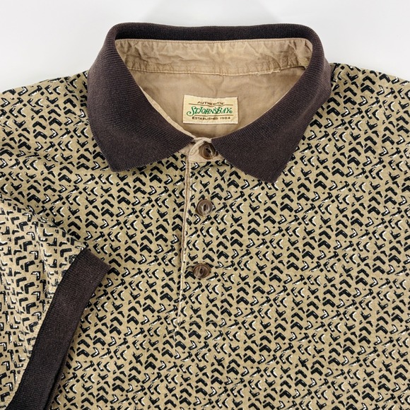 St. John's Bay Other - St Johns Bay Shirt Mens Large Vintage 90s Geometric Polo Brown Tan Short Sleeve